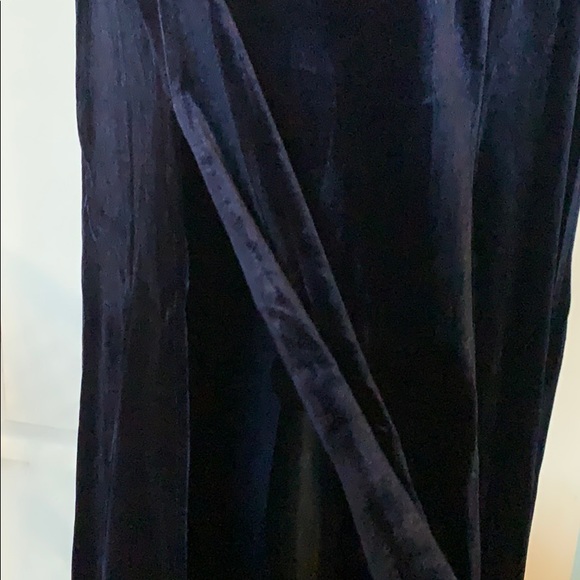 ❌DONATED❌Navy Blue Crushed Velour Cross Strappy Open Back Lined Maxi Dress - Picture 12 of 15